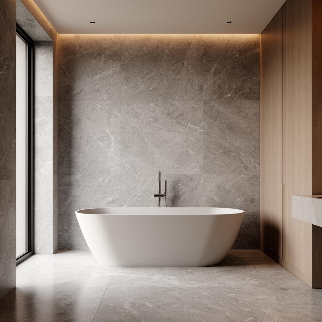 Grey limestone wall cladding application