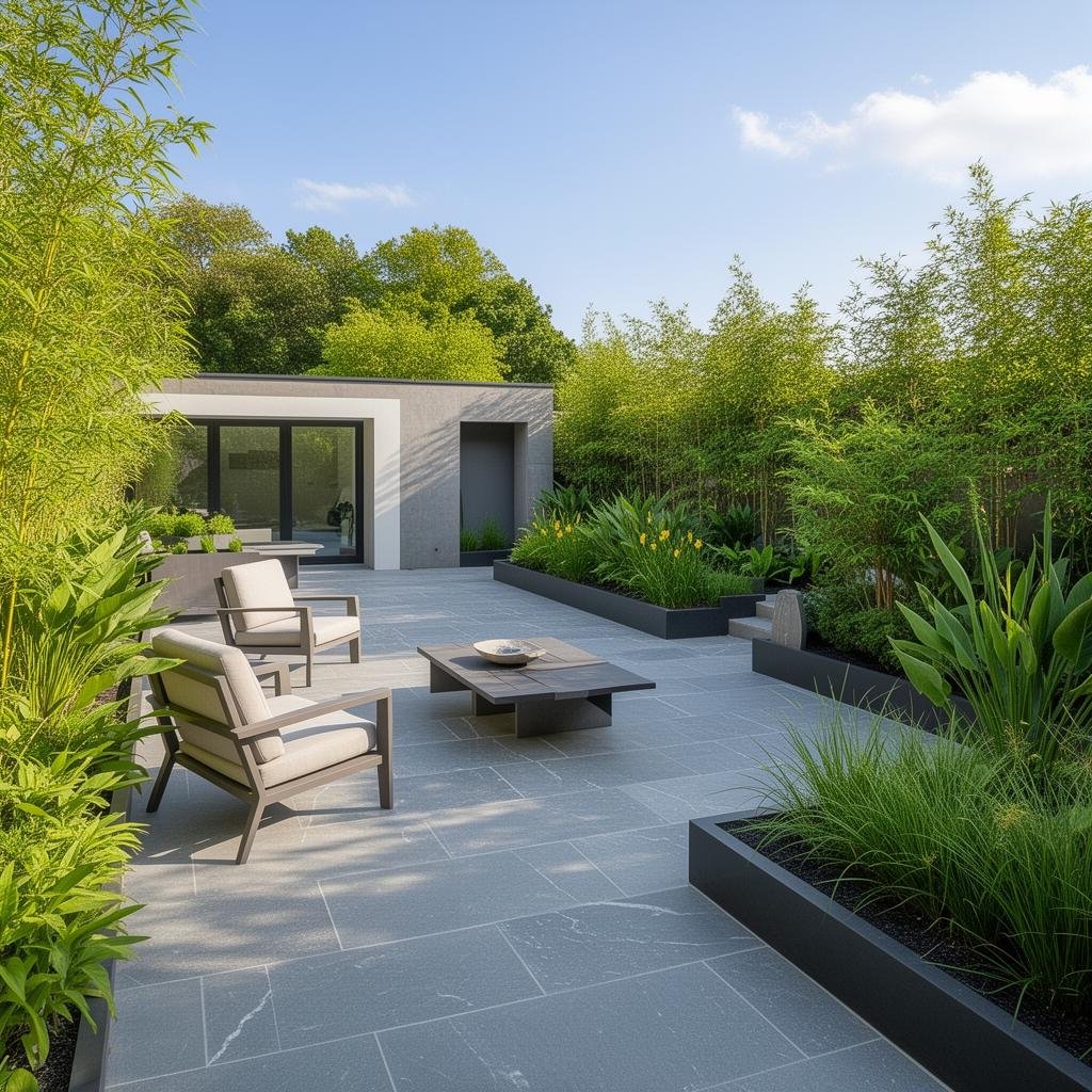 Grey limestone landscaping application