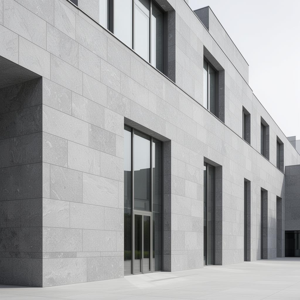 Grey limestone exterior facades application