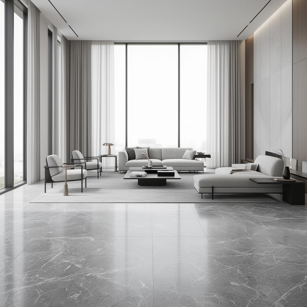 Grey limestone flooring application